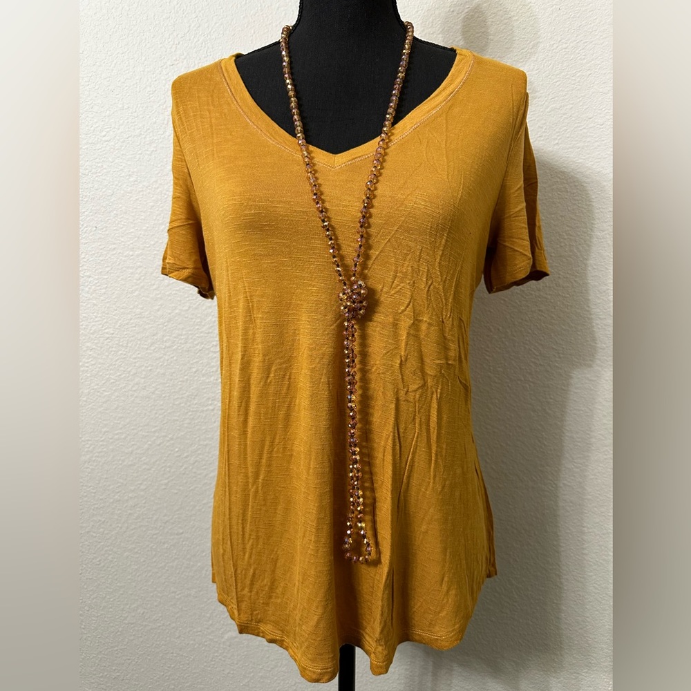 Mustard Yellow Women’s V-Neck T Shirt